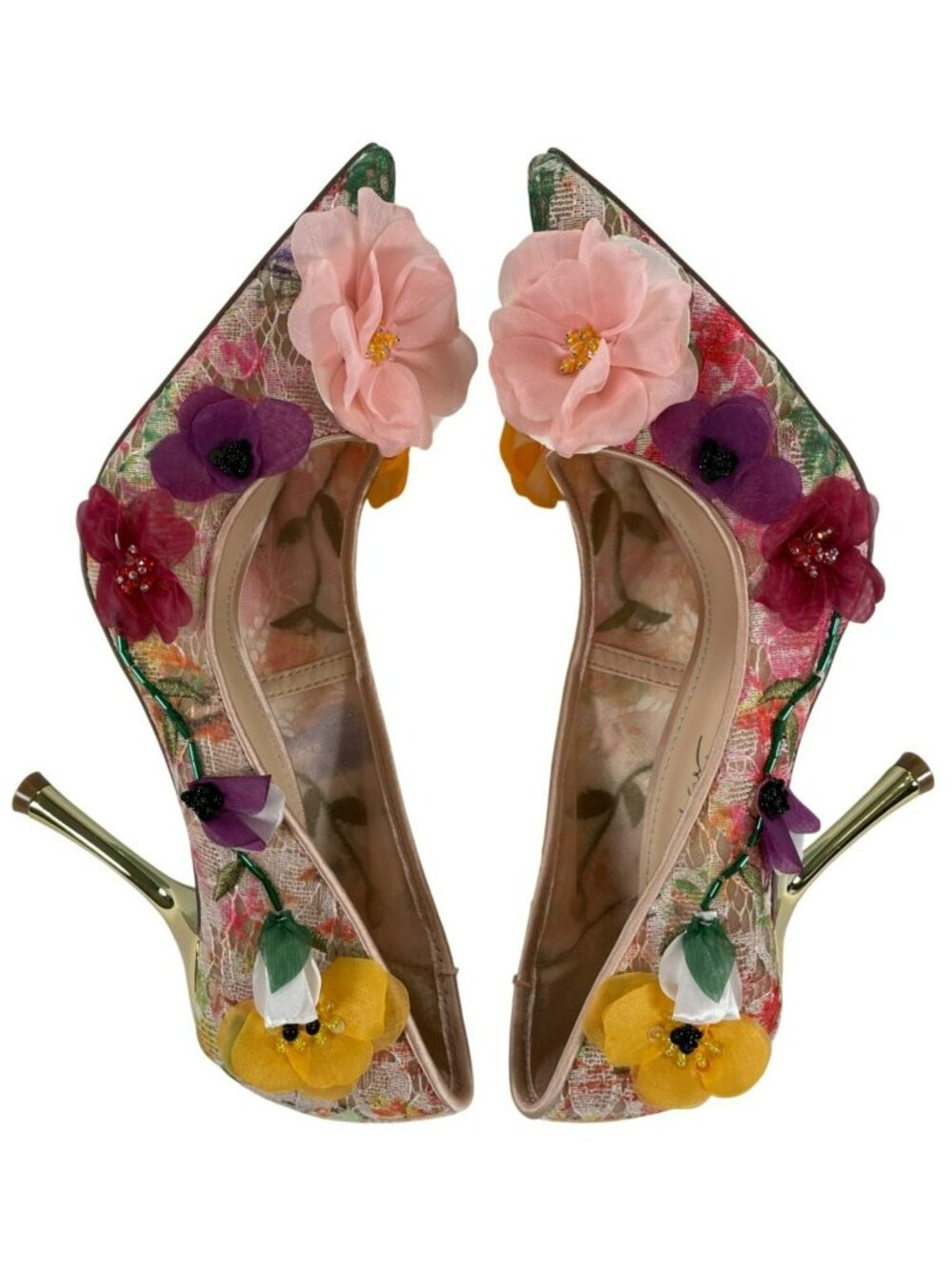 Betsey Johnson SB-Kaley Pump Heels Floral Lace Heels 3D Flower Women's Sz 9 NEW - Picture 3 of 11